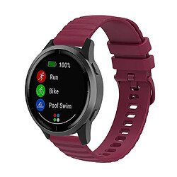 Bracelet en silicone points en forme de vague 18mm, réglable pour votre Garmin Venu 2S/Vivomove 3S/Vivoactive 4S - rouge vin