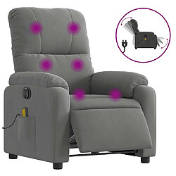 vidaXL Fauteuil inclinable de massage électrique gris foncé