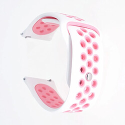 Bracelet en silicone creux 20mm bicolore blanc/rose pour votre Garmin Forerunner 645 Music/Vivoactive 3/Vivomove HR