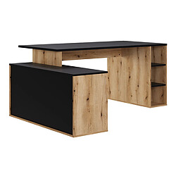 Avis Pegane Bureau d'angle en mélamine coloris imitation chêne artisan / noir mat - Longueur 183 x profondeur 141 x Hauteur 75 cm