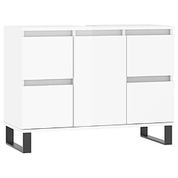 Maison Chic Armoire de salle de bain,Meuble de rangement,Meuble haut blanc brillant 80x33x60 cm -GKD890211