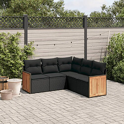 Maison Chic Ensemble de 5 Tables et chaises d'extérieur avec coussins,Salon de jardin noir résine tressée -GKD281363