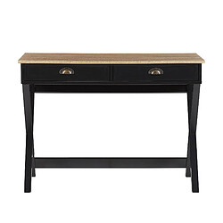 Beliani Bureau effet bois clair / noir 103 x 50 cm avec 2 tiroirs EKART pas cher