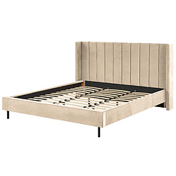 Beliani Lit double en velours beige 180 x 200 cm VILLETTE pas cher