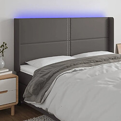 vidaXL Tête de lit à LED Gris 203x16x118/128 cm Similicuir