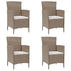 Maison Chic Lot de 4 Chaises de jardin,Fauteuil d'extérieur avec coussins Résine tressée Beige -MN22535