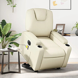 Maison Chic Fauteuil Relax pour salon, Fauteuil inclinable de massage électrique crème similicuir -GKD95434