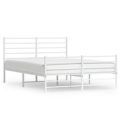 Maison Chic Lit adulte - Lit simple Cadre de lit métal avec tête de lit/pied de lit,Structure du lit Contemporain pour chambre blanc 150x200cm -MN21185