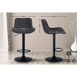 Decoshop26 Tabouret de bar x1 assise avec coutures décoratives losange en tissu noir et pieds en métal noir 10_0005232