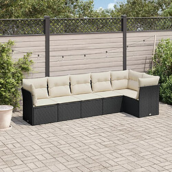 Maison Chic Ensemble Tables et chaises d'extérieur 6pcs avec coussins,Salon de jardin noir résine tressée -GKD978412