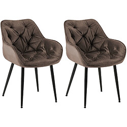 Decoshop26 Lot de 2 chaises de salle à manger design et moderne assise en velours marron et pieds en métal noir 10_0001665