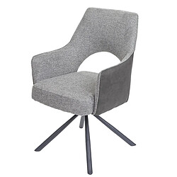 Decoshop26 Chaise de salle à manger fauteuil rotatif en tissu/textile gris foncé cadre trépied en métal 04_0006330