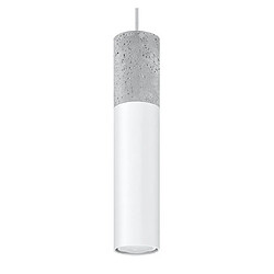 Luminaire Center Suspension design Borgio Acier,béton blanc gris 1 ampoule 105cm