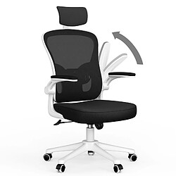 BIGZZIA Chaise de Bureau - Ergonomique Siège-Fauteuil avec 2D Accoudoirs, Hauteur Appui-tête Soutien Lombaire Dossier Règalable Blanc