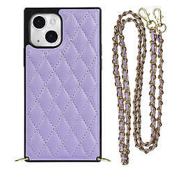 Coque en TPU + microfibre avec bandoulière violet clair pour votre iPhone 13 mini