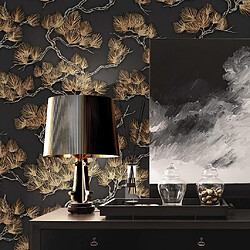 Dutch Wallcoverings dutch_wallcoverings Motif avec pins Noir et doré