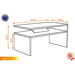 Avis Dusine Table basse - PRAIA - Noir et finition bois avec rangement 90-50 cm