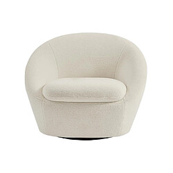 Avis Vente-Unique Fauteuil pivotant arrondi en tissu bouclette blanc LACARA