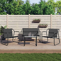 vidaXL Salon de jardin avec coussins 4 pcs anthracite acier