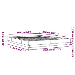 Vidaxl Cadre de lit blanc 160x200 cm bois d'ingénierie pas cher