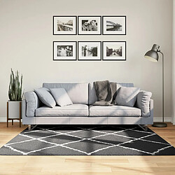 vidaXL Tapis shaggy à poils longs moderne noir et crème 160x160 cm