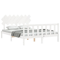 Acheter Maison Chic Cadre/structure de lit avec tête de lit pour adulte - Lit Moderne Chambre blanc 140x200 cm bois massif -MN23366