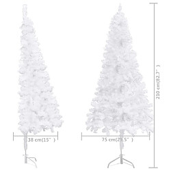 vidaXL Sapin de Noël artificiel d'angle Blanc 210 cm PVC pas cher