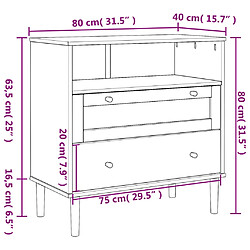 vidaXL Buffet SENJA aspect rotin blanc 80x40x80 cm bois massif de pin pas cher