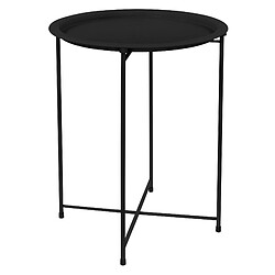 ML DESIGN MODERN LIVING Table d'appoint ronde Ø 46x51 cm Noir en métal avec plateau ML-Design