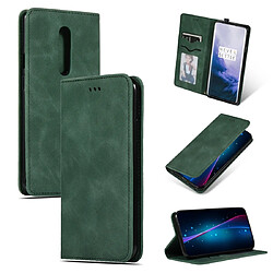 Wewoo Housse Coque Etui en cuir avec rabat horizontal magnétique Business Skin Feel pour OnePlus 7 Pro Vert armée