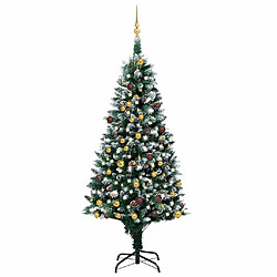 vidaXL Arbre de Noël artificiel pré-éclairé/boules pommes de pin 210cm