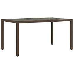 Maison Chic Table de jardin | Table d'extérieur avec dessus en verre marron résine tressée -GKD76016