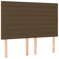 Acheter Maison Chic Tête de lit scandinave à LED,meuble de chambre Marron foncé 144x5x118/128 cm Tissu -MN33033