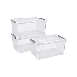 Keter CURVER | Lot de 3 handy box - 50L, TRANSPARENT, 60x40x40,9 cm