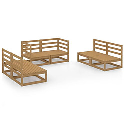 Maison Chic Salon de jardin 6 pcs - Table et chaises d'extérieur - Mobilier/Meubles de jardin Moderne marron miel bois de pin massif -MN87634