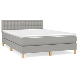 Maison Chic Lit Adulte - Lit simple Lit à sommier tapissier avec matelas moelleux - Meuble de Chambre - Gris clair 140x200cm Tissu -MN13766