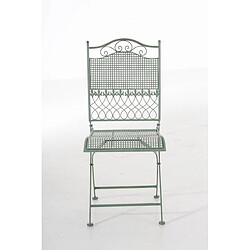 Decoshop26 Chaise de jardin en fer forgé vert vieilli MDJ10024