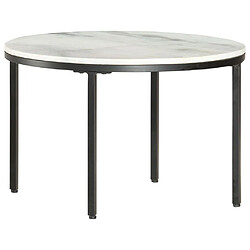 vidaXL Table basse Blanc et noir Ø65 cm Marbre solide véritable 