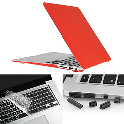 Wewoo Housse Étui rouge pour Macbook Air 13,3 pouces 3 en 1 givré Hard Shell de protection en plastique avec clavier de et bouchon de poussière de port