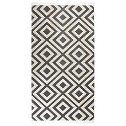 vidaXL Tapis à tissage plat d'extérieur 80x150 cm Noir et beige clair