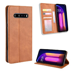 Etui en PU auto-absorbé rétro marron pour votre LG V60 ThinQ 5G