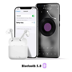 Écouteurs Bluetooth Sans fil Bouton de Contrôle Autonomie 12h Setty Blanc pas cher