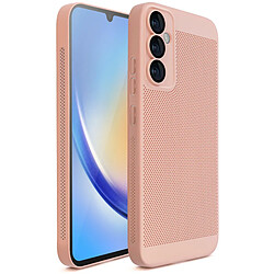 Moozy VentiGuard Coque de téléphone pour Samsung A34 5G Rose Pastel – Housse respirante avec motif perforé pour la circulation de l'air, ventilation, anti-surchauffe