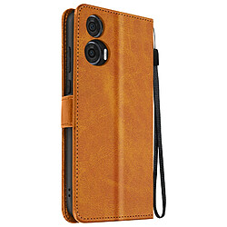 Avizar Étui pour Motorola Edge 50 Fusion Dragonne Clapet Support Portefeuille Marron Clair