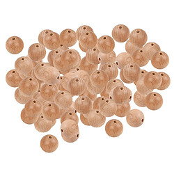 100pcs Perles Rondes En Bois 15mm