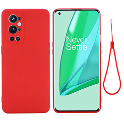 Coque en silicone souple avec sangle rouge pour votre OnePlus 9 Pro