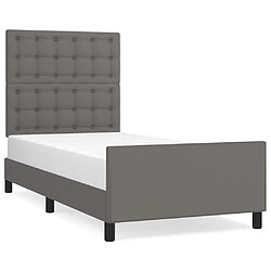 Maison Chic Lit adulte - Cadre Structure de lit avec tête de lit Contemporain Gris 100x200 cm Similicuir -MN89351