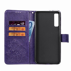 Acheter Wewoo Housse Coque Étui en cuir à motif de fleurs pressées Lucky Clover pour Galaxy A7 (2018), avec support & emplacements cartes, porte-monnaie et dragonne (violet)