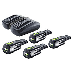 Festool Energie Set 4x BP 18 Li 3,0 Ergo I Batterie 18 V 3,0 Ah / 3000 mAh Li-Ion ( 4x 577704 ) + TCL 6 DUO chargeur double (