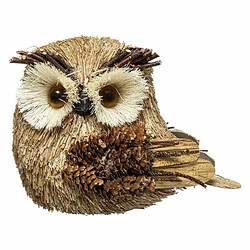 Hibou Pomme de Pin Glacé 15cm Naturel